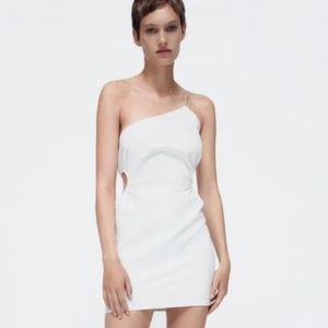 Zara White Asymmetric Cutout Dress - Never Worn